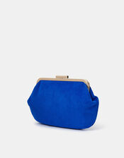 Pleated Suedette Clutch Bag, Blue (COBALT), large