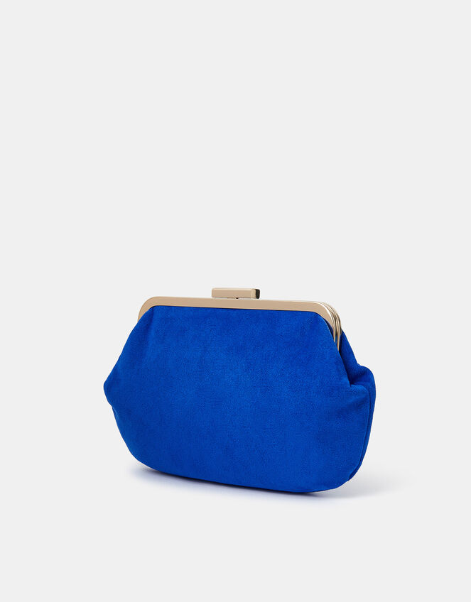 Pleated Suedette Clutch Bag, Blue (COBALT), large