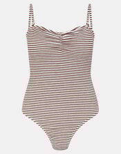 Textured Stripe Swimsuit, Camel (BEIGE), large