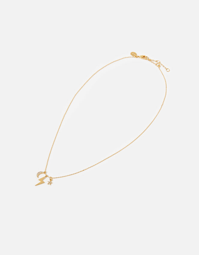 Gold-Plated Celestial Cluster Charm Pendant Necklace, , large