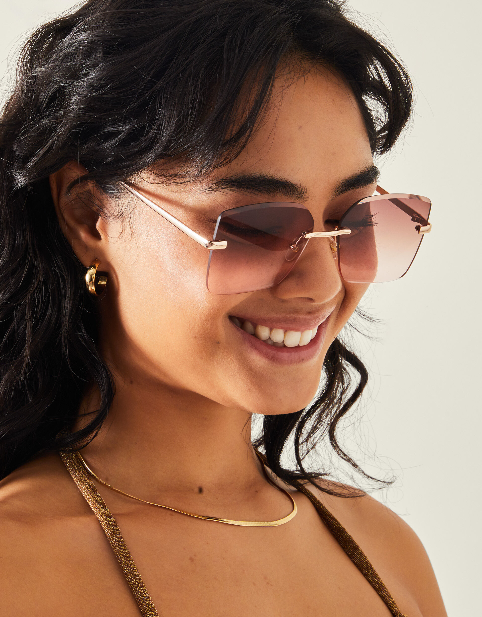 Rimless oversized glasses deals