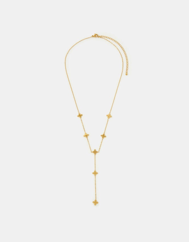 Stainless Steel Clover Lariat Necklace, , large