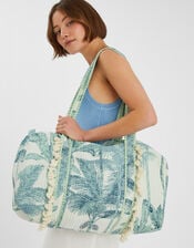 Palm Print Quilted Weekend Bag, , large