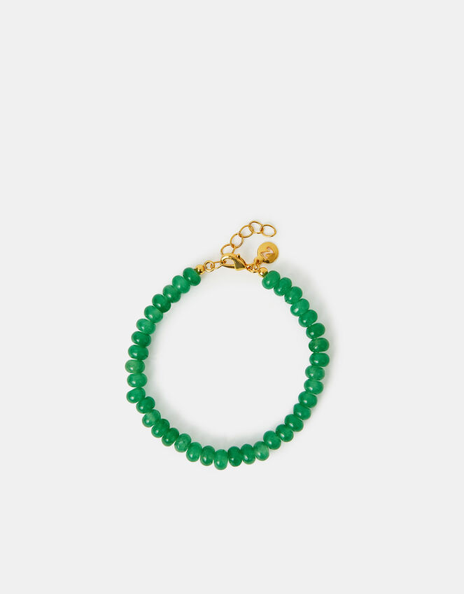 14ct Gold-Plated Aventurine Quartz Bead Bracelet, , large