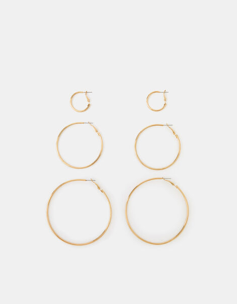 3-Pack Hoop Earrings, Gold (GOLD), large