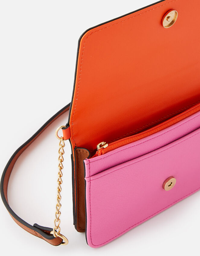 Pia Colourblock Chain Purse, Orange (ORANGE), large