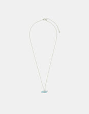 Sterling Silver-Plated Blue Quartz T-Bar Pendant Necklace, , large