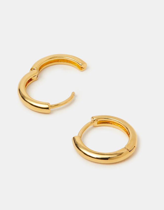 14ct Gold-Plated Huggie Hoop Earrings, , large