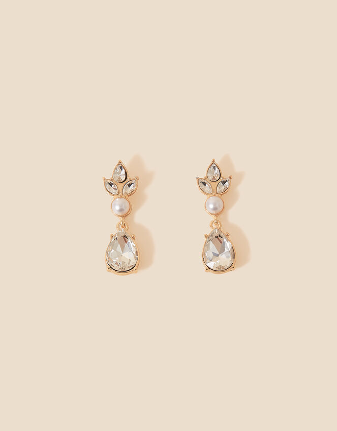 Flower Pearl Drop Earrings, , large