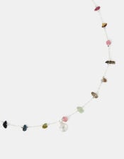 Sterling Silver-Plated Semi-Precious Stone Station Necklace, , large