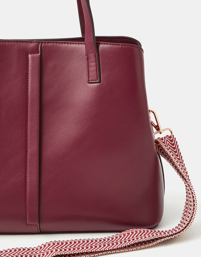 Webbing Strap Shoulder Bag , Red (BURGUNDY), large
