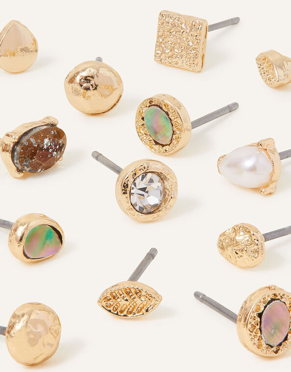Hammered Metal Stud Earrings 10 Pack, , large