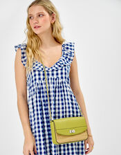 Twistlock Raffia Crossbody Bag, Green (LIME), large