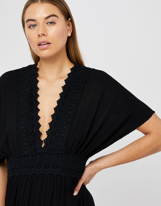 Lace Insert Maxi Dress, Black (BLACK), large