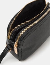 Double Zip Crossbody Bag, Black (BLACK), large