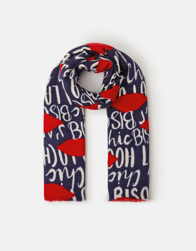 Lightweight Bisous Print Scarf, , large