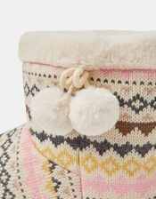 Fair Isle Faux Fur Slipper Boots, Multi (BRIGHTS MULTI), large