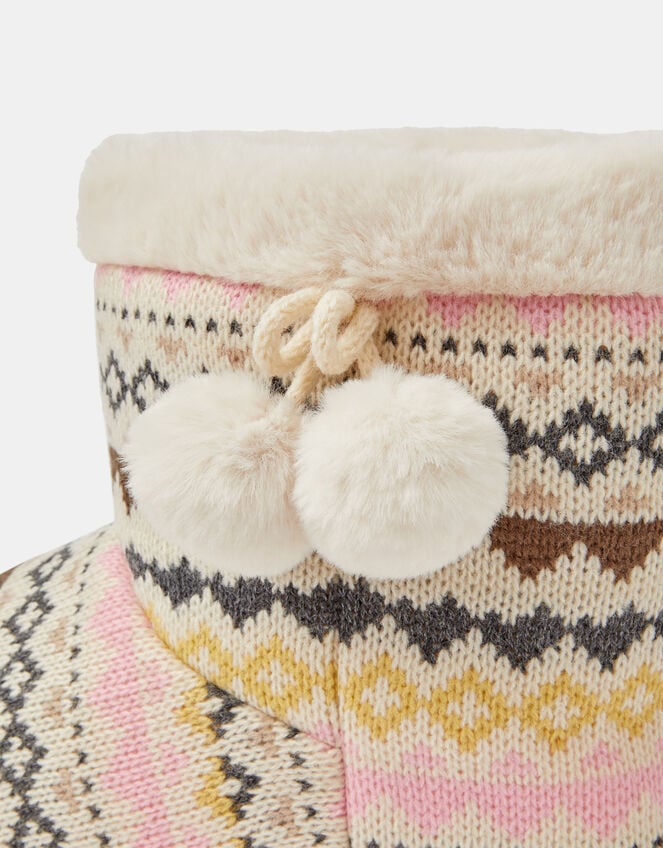 Fair Isle Faux Fur Slipper Boots, Multi (BRIGHTS MULTI), large