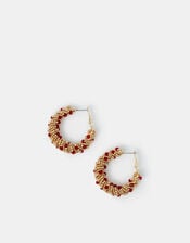 Statement Beaded Hoop Earrings, , large