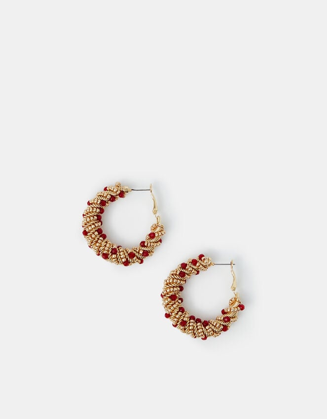 Statement Beaded Hoop Earrings, , large