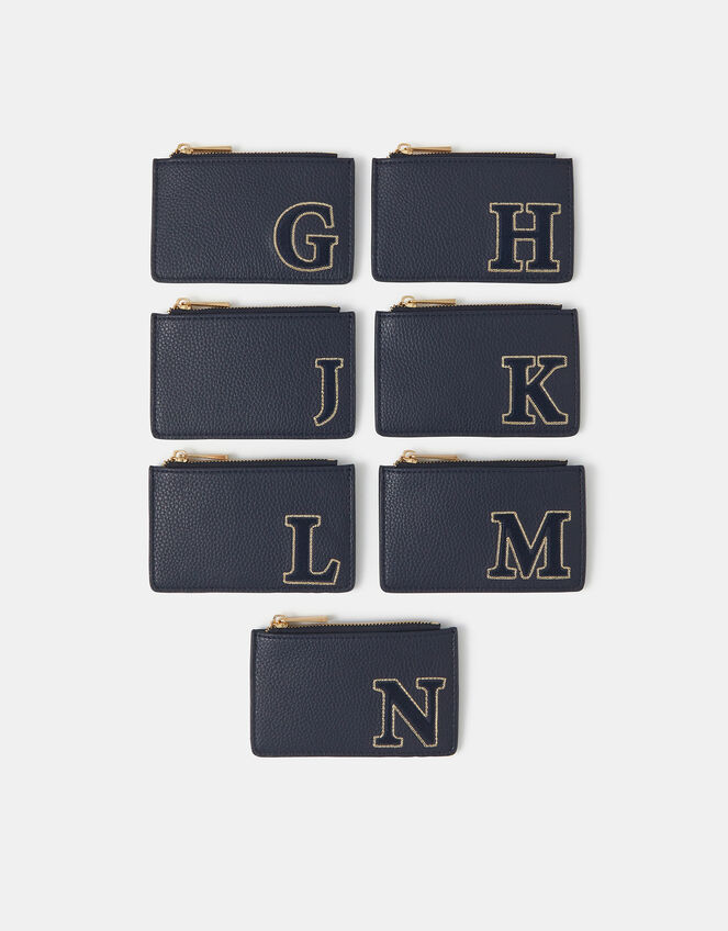 Initial Card Holder, Blue (NAVY), large