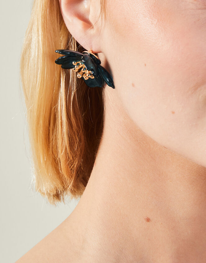 Statement Resin Flower Stud Earrings, , large
