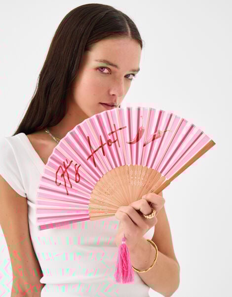 Stripe Slogan Foldable Fan, , large