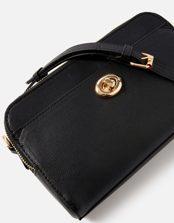 Leona Lock Cross-Body Bag, Black (BLACK), large