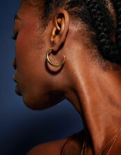 14ct Gold-Plated Crescent Hoop Earrings, , large