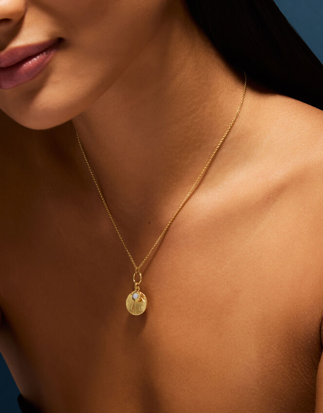 14ct Gold-Plated Sun Disc Pendant Necklace, , large