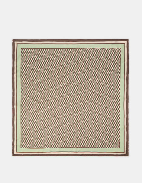Geometric Print Square Satin Scarf, , large