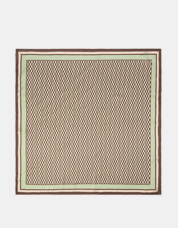 Geometric Print Square Satin Scarf, , large