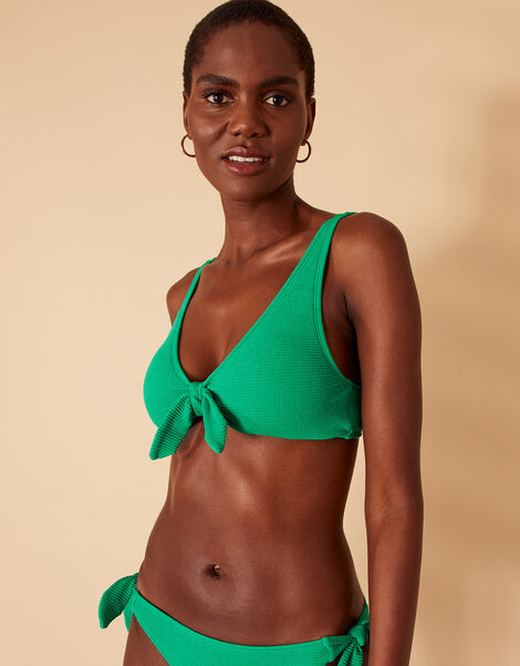 Crinkle Bunny Tie Bikini Top, Green (GREEN), large