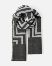 Geometric Super-Soft Blanket Scarf, Grey (GREY), large