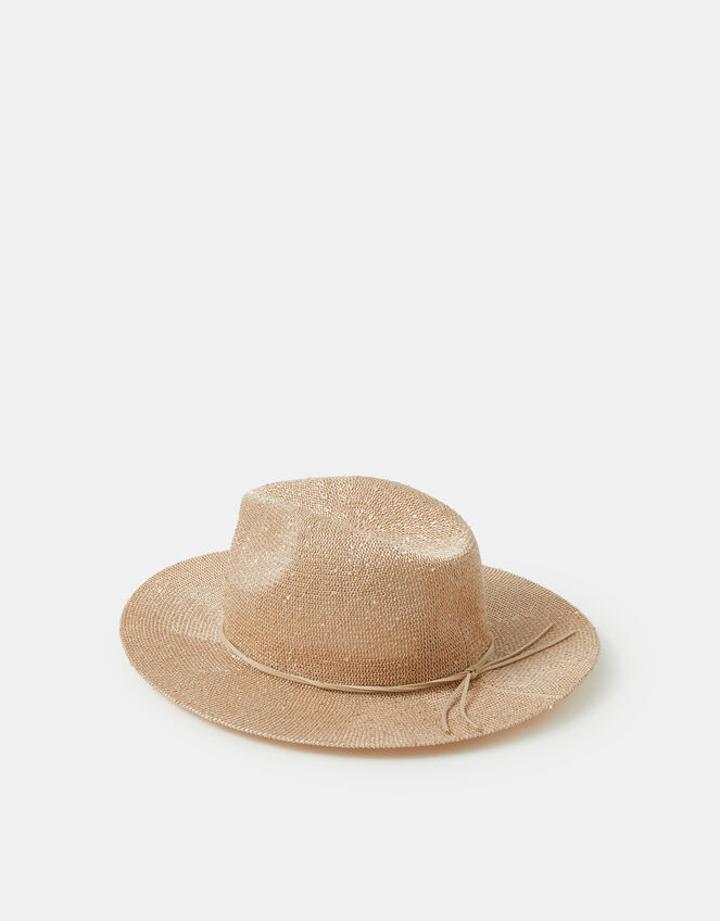 Sequin Embellished Fedora Hat, , large