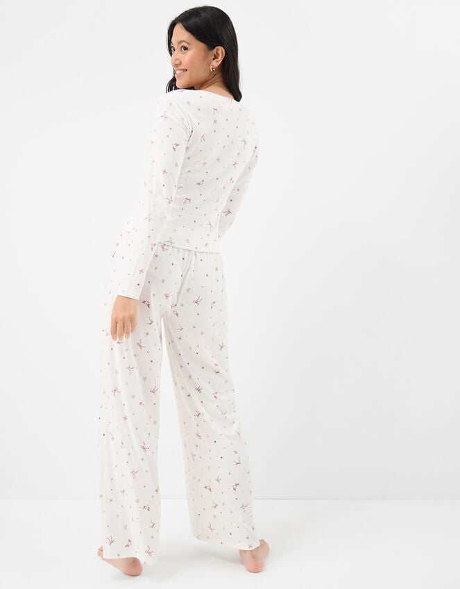 Printed Pointelle Long Pyjamas Set, Ivory (IVORY), large