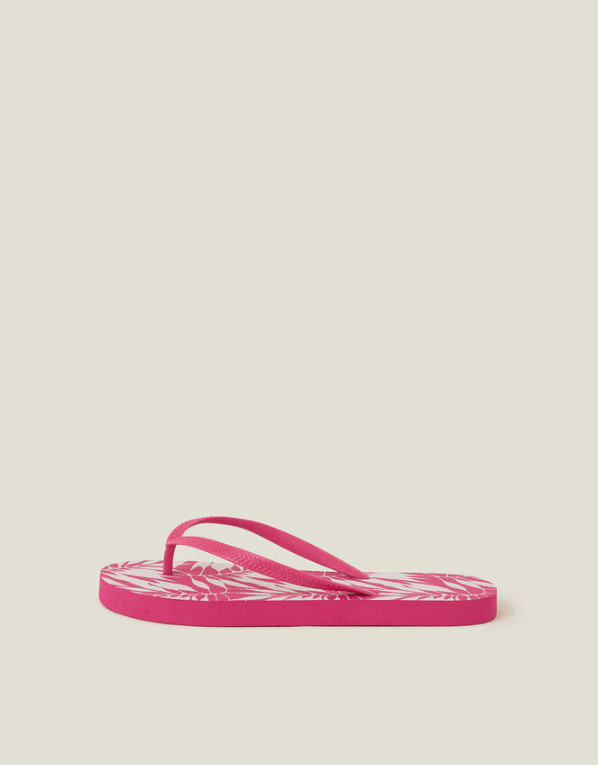 Palm Print Flip Flops, Pink (PINK), large