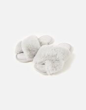 Luxe Faux Fur Sliders, Grey (GREY), large