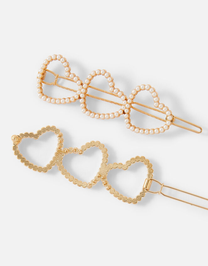 Pearl Heart Clips Set of Two Hair clips Accessorize UK