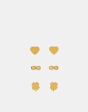 3-Pack Stainless Steel Charm Stud Earrings, , large