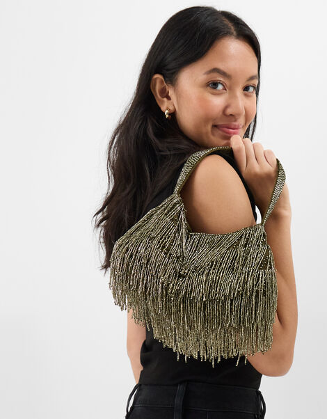 Beaded Fringe Handbag, , large