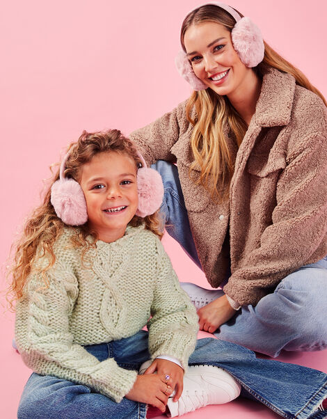 Girls Faux Fur Earmuffs, , large
