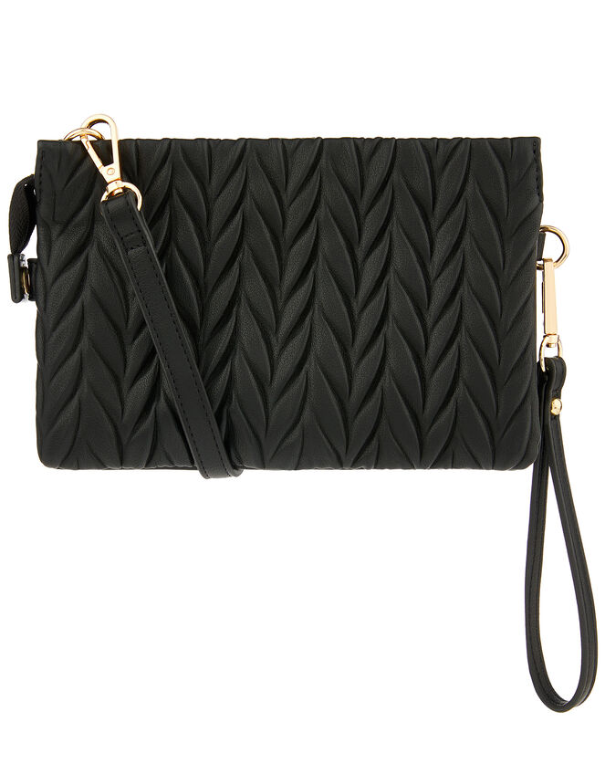 Paige Pleated Cross-Body Bag, Black (BLACK), large