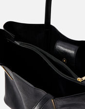 Relaxed Faux Reptile Shoulder Bag, Black (BLACK), large