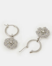 Beaded Snowflake Charm Hoop Earrings, , large