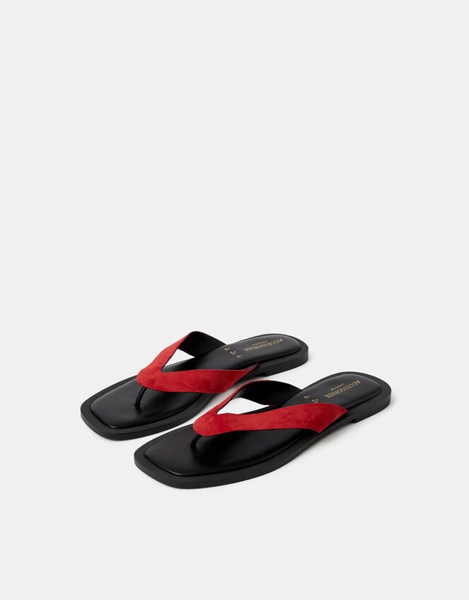 Suede Flip Flop Sandals, Red (RED), large