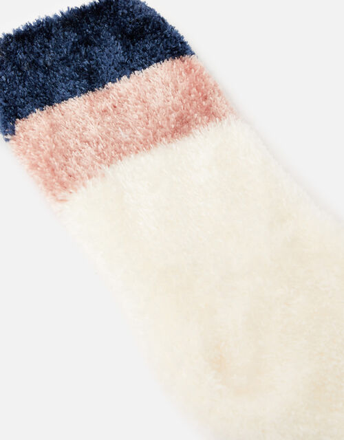 Fluffy Stripe Chenille Ankle Socks , Cream (CREAM), large