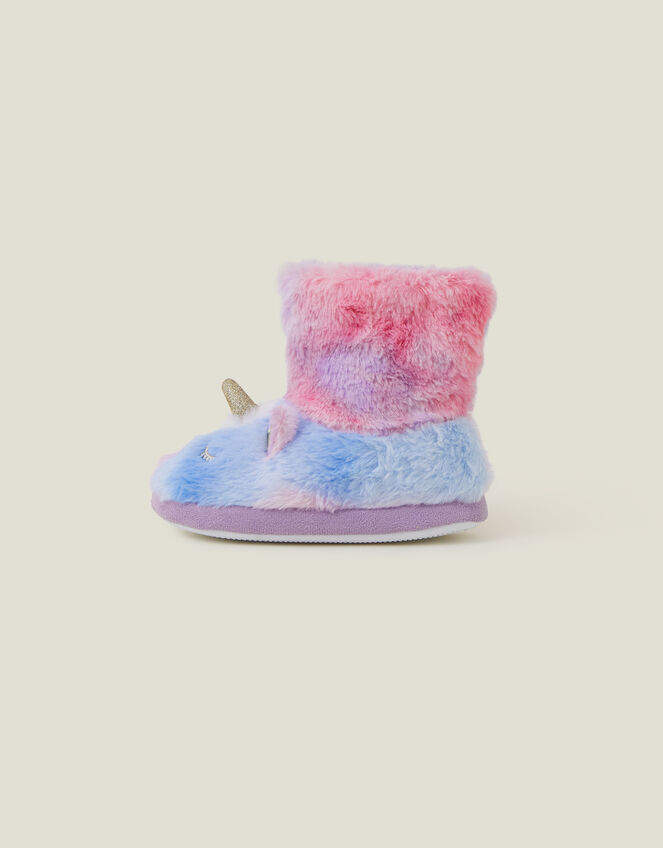 Girls Faux Fur Unicorn Slipper Boots, Multi (BRIGHTS-MULTI), large