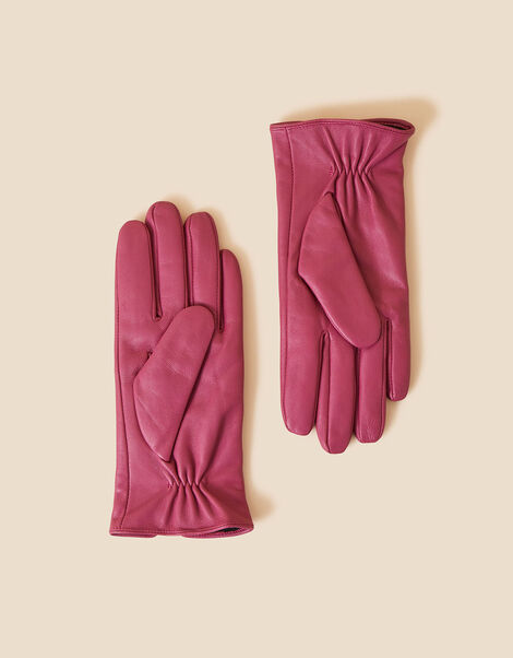 Luxe Leather Gloves, Pink (PINK), large
