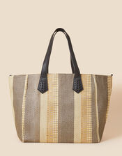 Raffia Large Stripe Shoulder Bag, , large